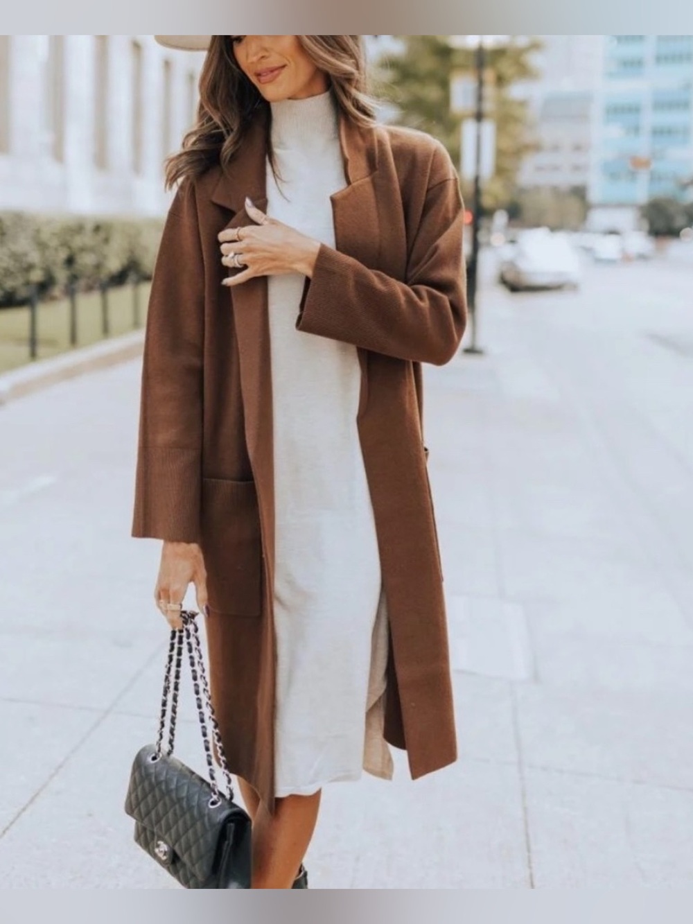J. Crew brown khaki Knit Sweater Coat Ella cardigan jacket $198 xlarge